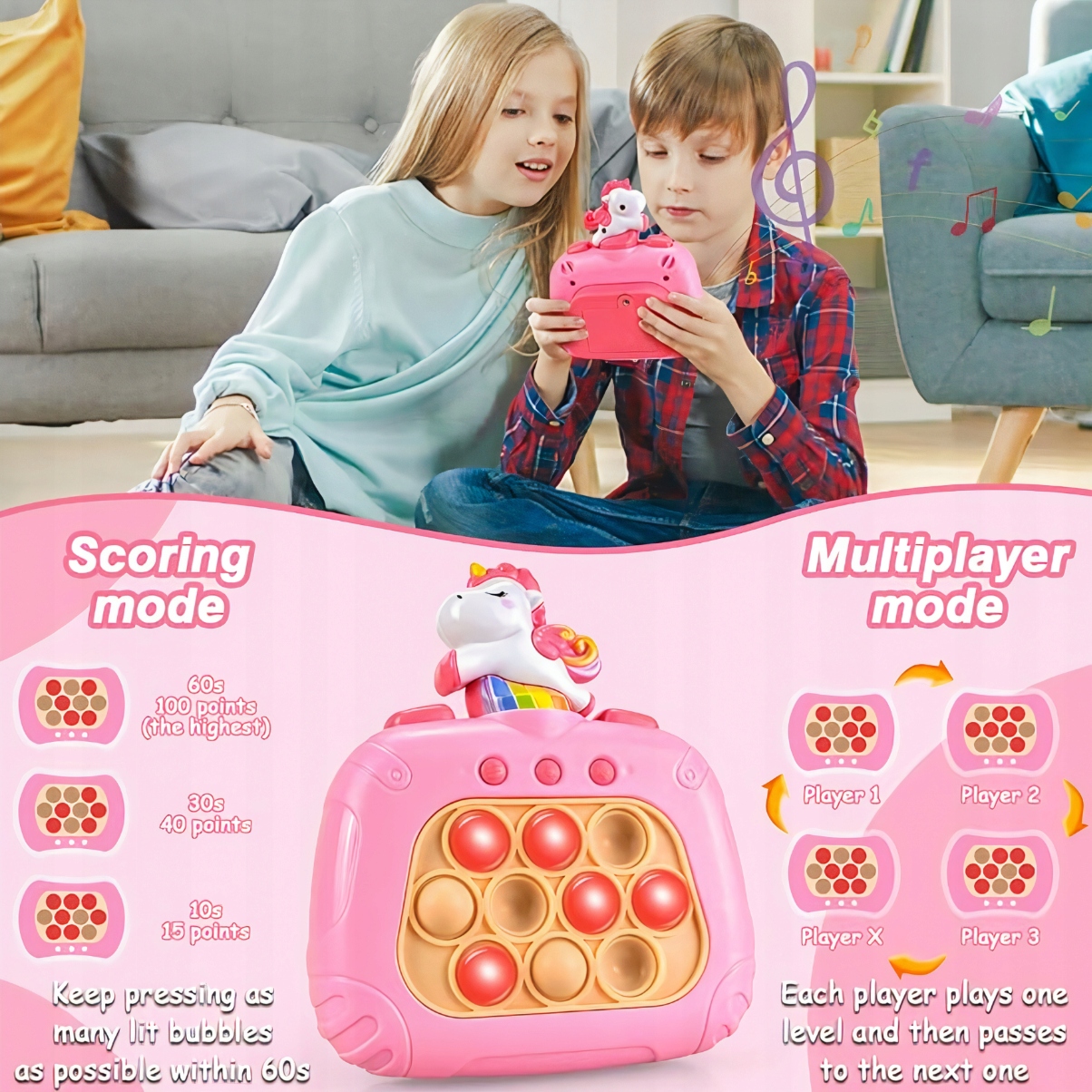 POP IT GRA ELEKTRONICZNA ANTYSTRESOWA ZABAWKI SENSORYCZNE DLA DZIECI POPIT Model Quick Push Game