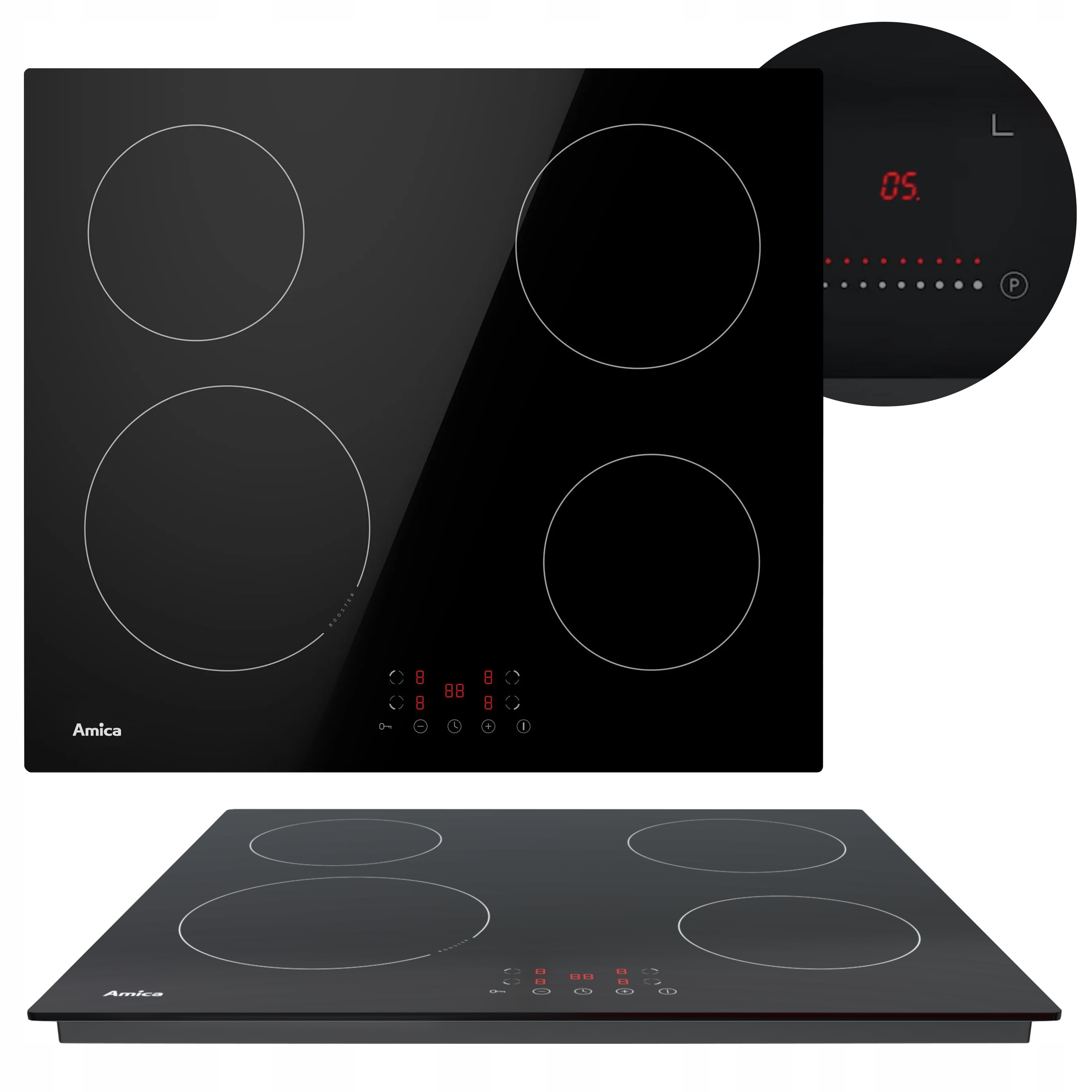 Vstavaná indukčná varná doska Amica powerboost s časovačom boosteru 4 polia 60 cm