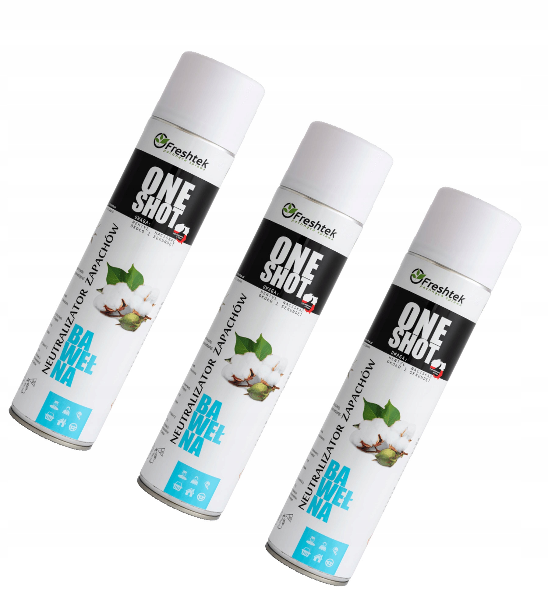 Levně Freshtek One Shot Bavlna 600 ml neutralizátor osvěžovač 3 ks