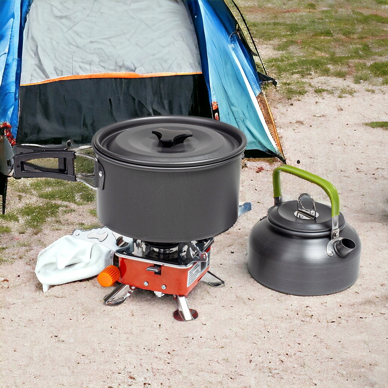 NACZYNIA TURYSTYCZNE KOMPLET SZTUĆCE GARNKI KEMPINGOWE ZESTAW POD NAMIOT Pojemność 0.8 l