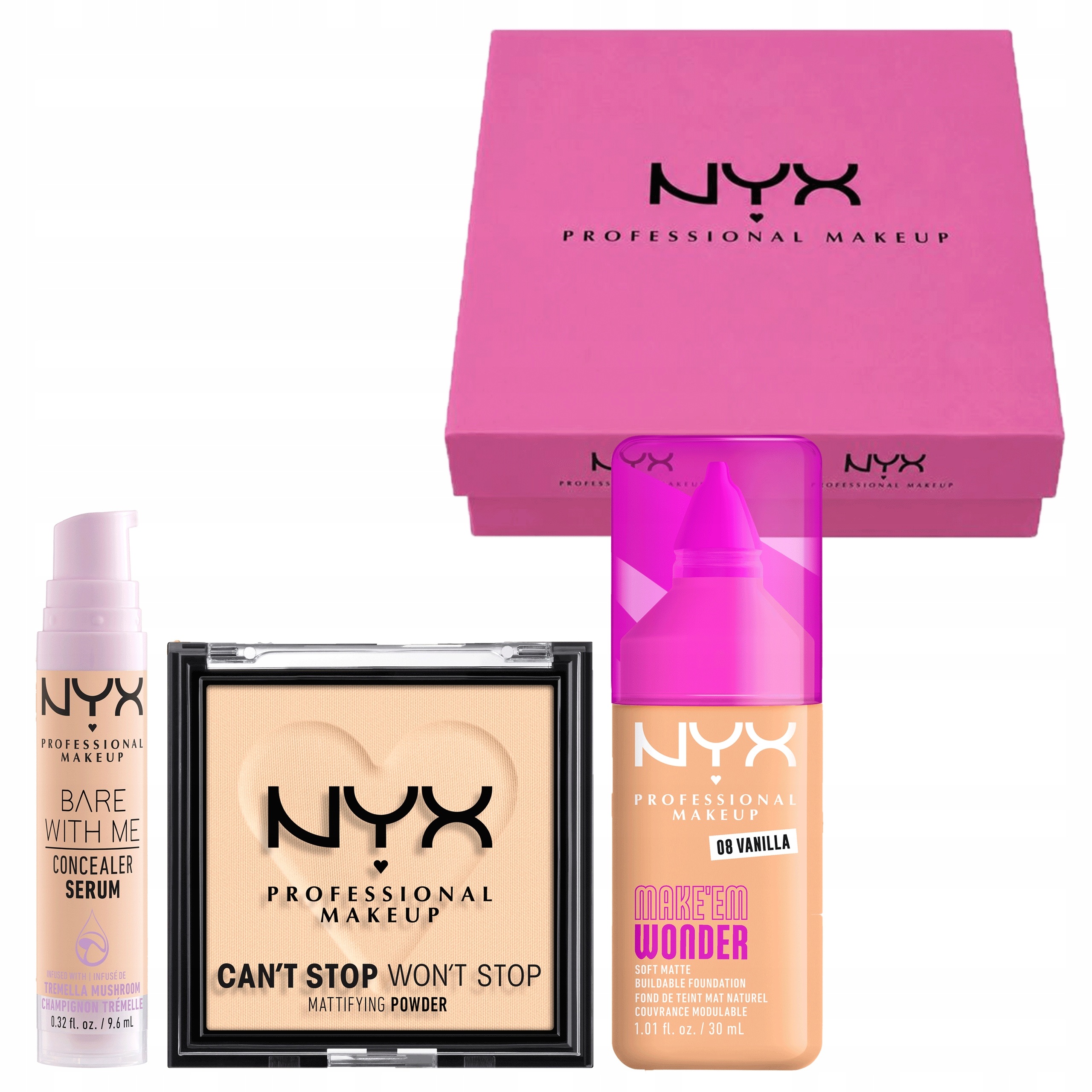 Zestaw Nyx Podkład Make'Em Wonder Vanilla Korektor Bare With Me Vanilla