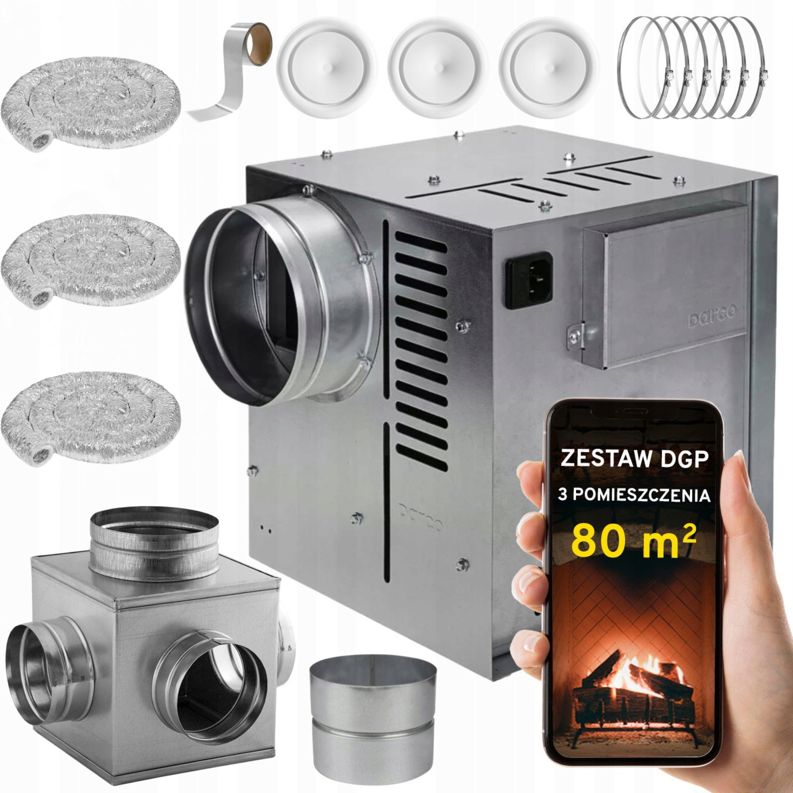 Komínová Turbína Ventilátor Komínový Set Dgp 3 miestnosti 80 m2