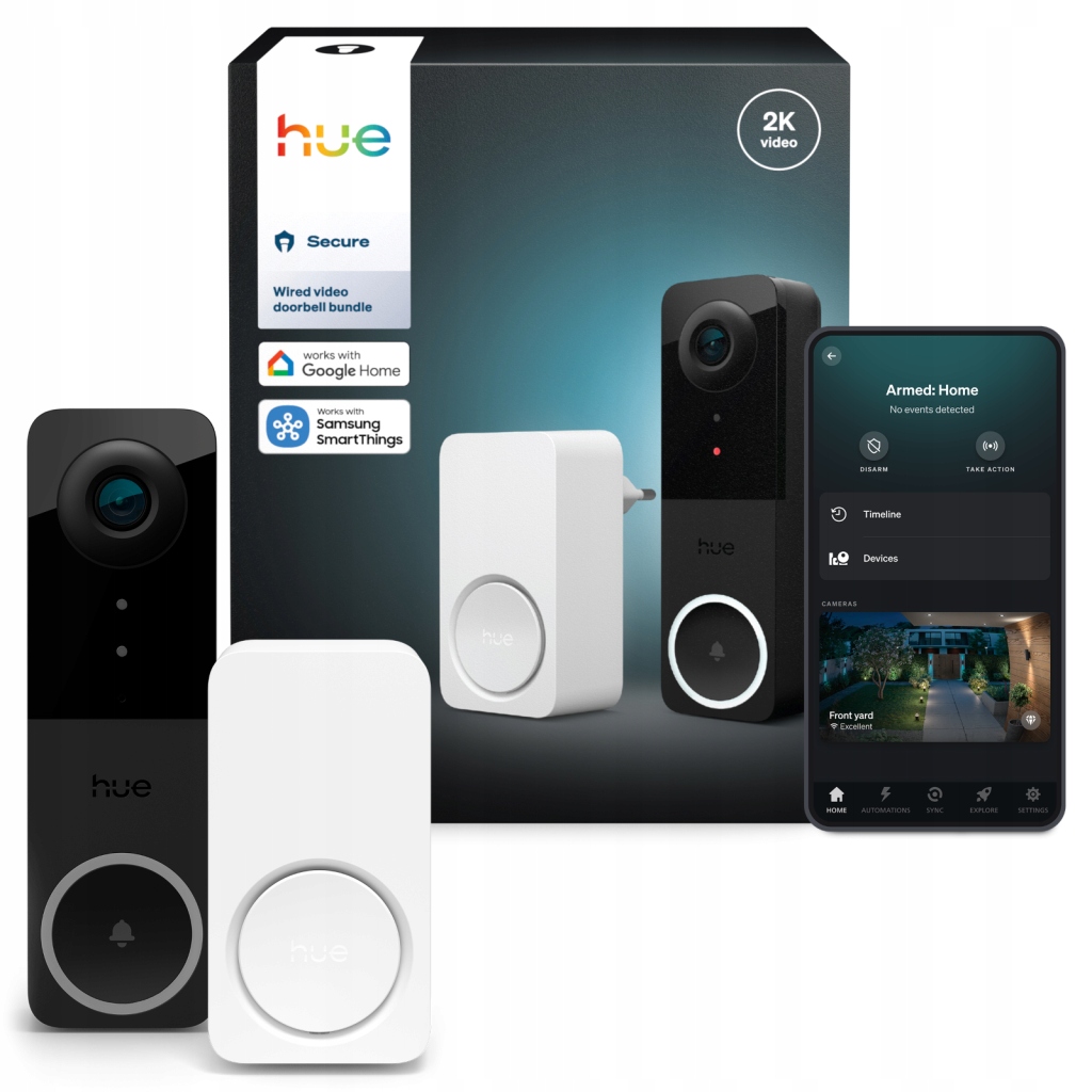 Videovrátnik Zvonček s Ip kamerou 2K WiFi Doorbell Chime Secure Philips Hue