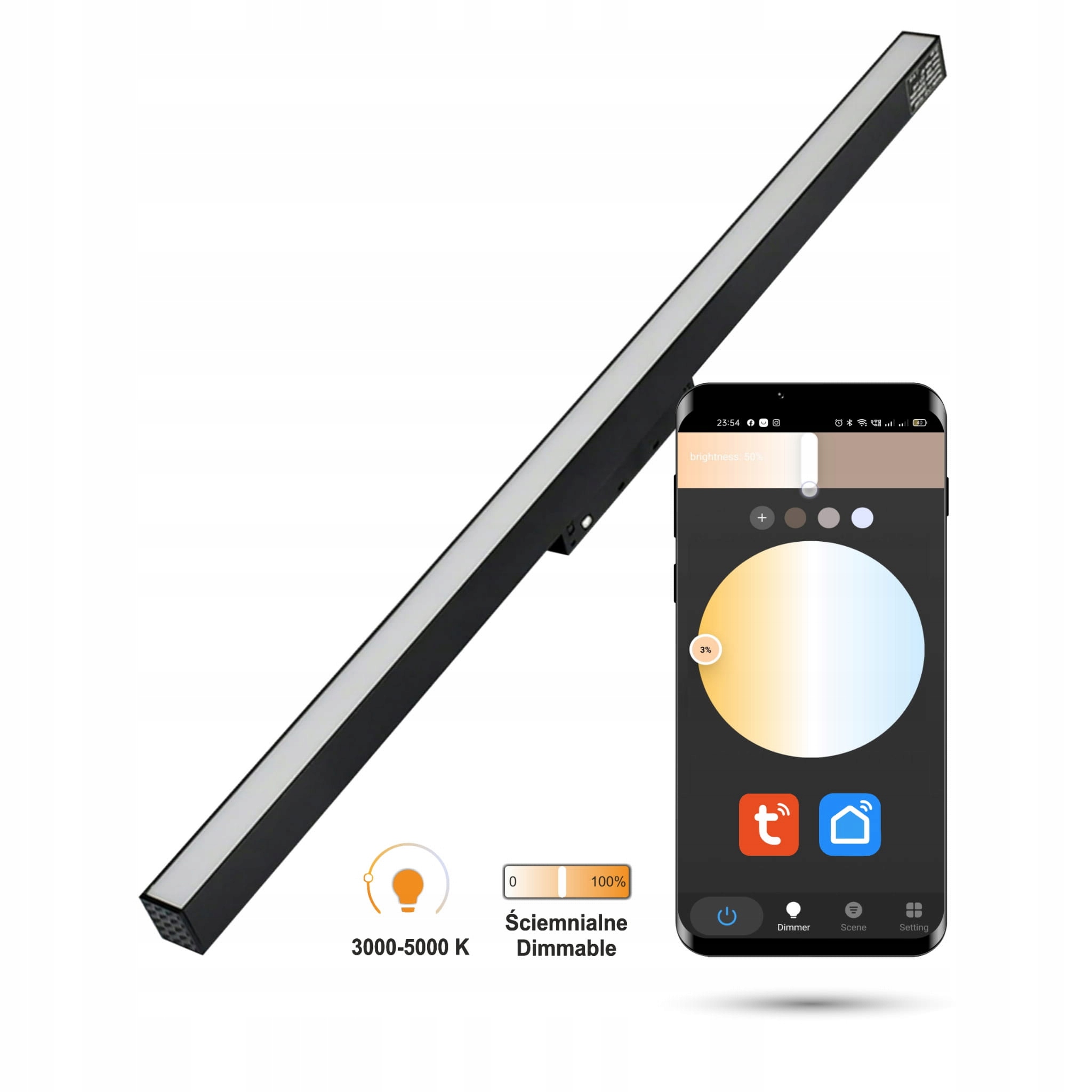 Lineárny Led reflektor WiFi Zigbee Flood 20W Smart Track 48VDC 3000-6000K