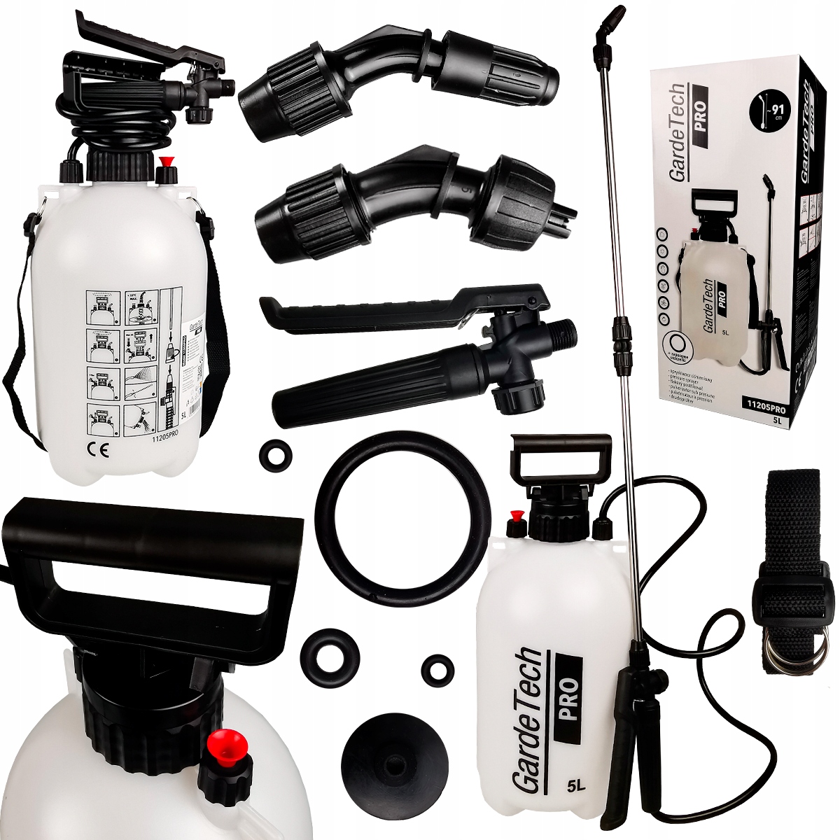 OPRYSKIWACZ CIŚNIENIOWY RĘCZNY 5L GARDETECH PRO DŁUGA STALOWA LANCA 128cm Pojemność zbiornika 5 l