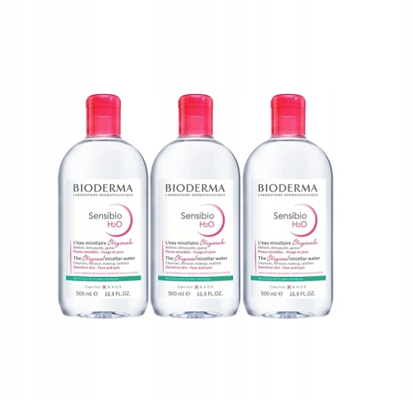 Bioderma Sensibio H2O płyn micelarny do demakijażu 3x 500 ml skóra wrażliwa