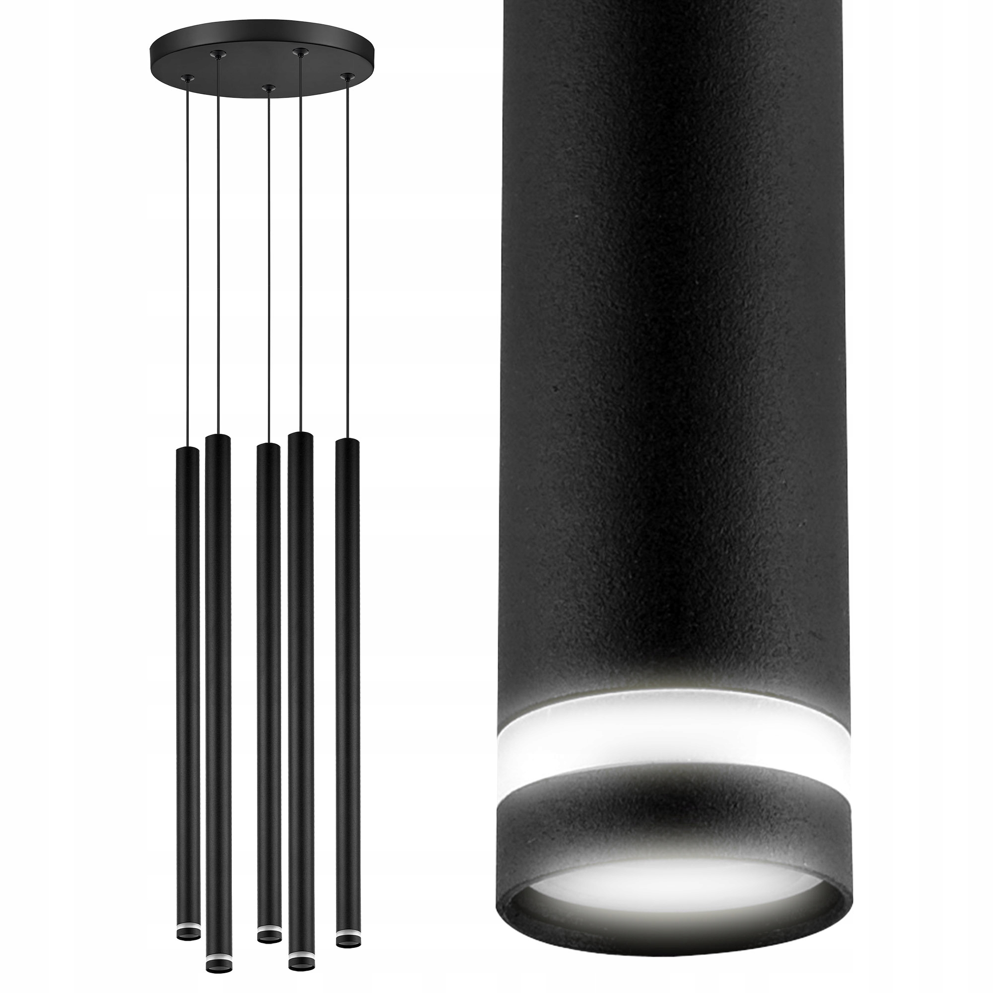 Závěsné Stropní Svítidlo Stropní Svítidlo Lustr Tuba Sopel Černá 5x G9 Modern