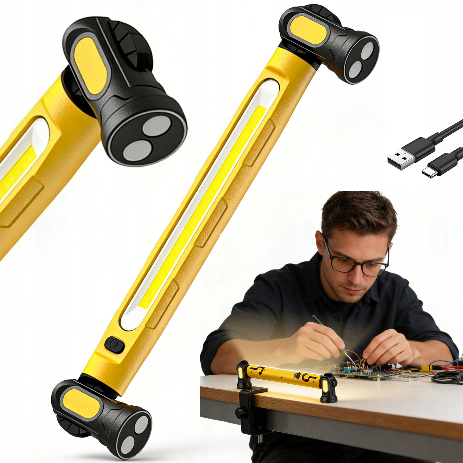 Akumulátorová Pracovní Lampa Pod Kapotou S Magnetem A Hákem, Pracovní Lampa