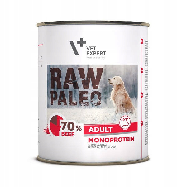 Levně Vlhké krmivo monoproteinové VetExpert Raw Paleo Hovězí pro dospělé psy