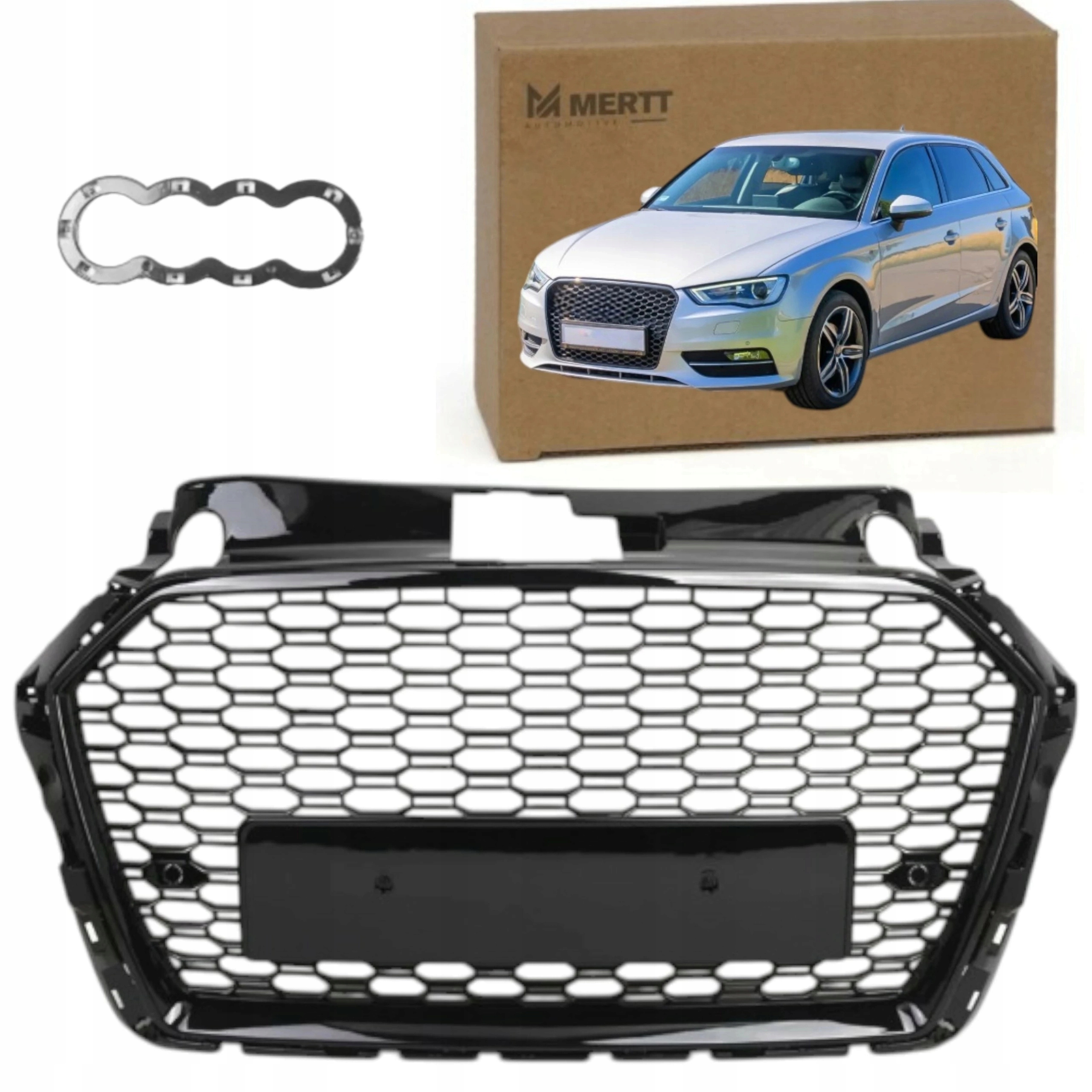 Atrapa nárazníku grilu Audi A3 8V Lift 16-20R Rs Look Pdc Černý Lesk