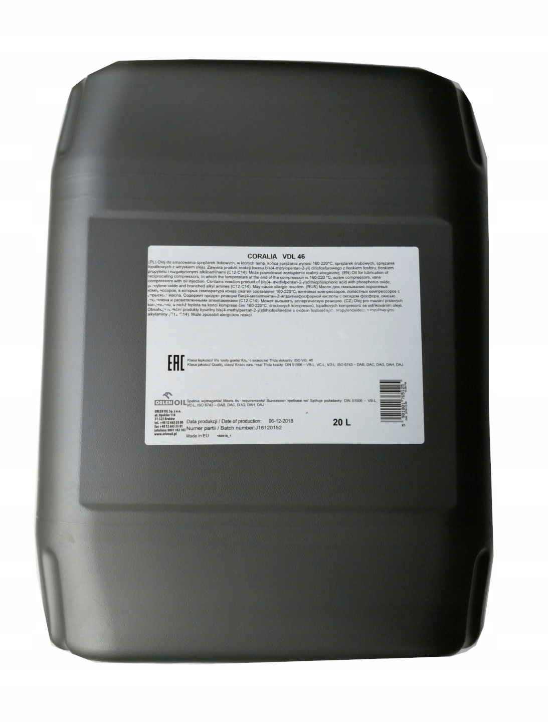 

Orlen Oil Coralia VDL 46 20L. Olej Do Sprężarek Po
