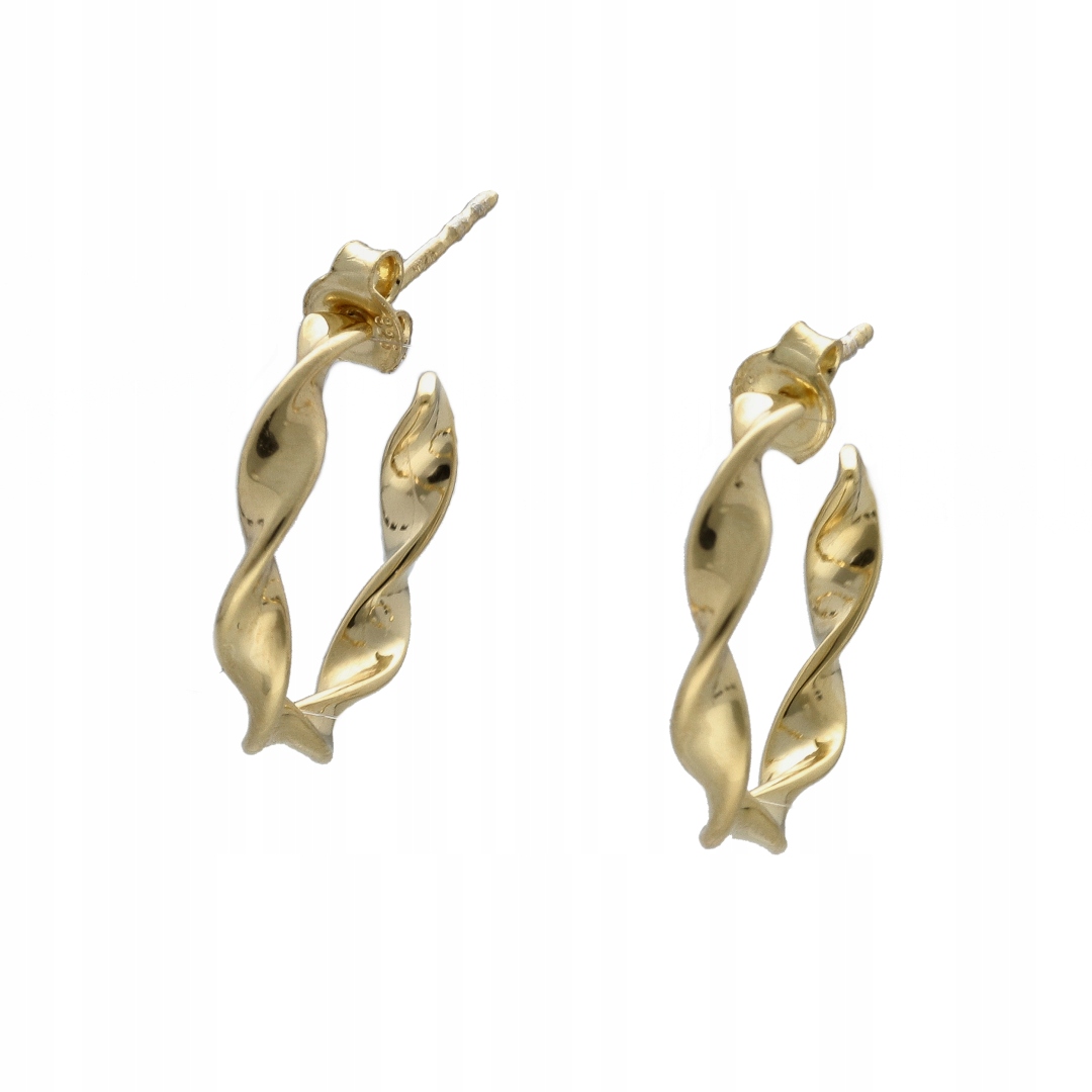 Náušnice s kolečky zkroucené do stříbro, pozlacené