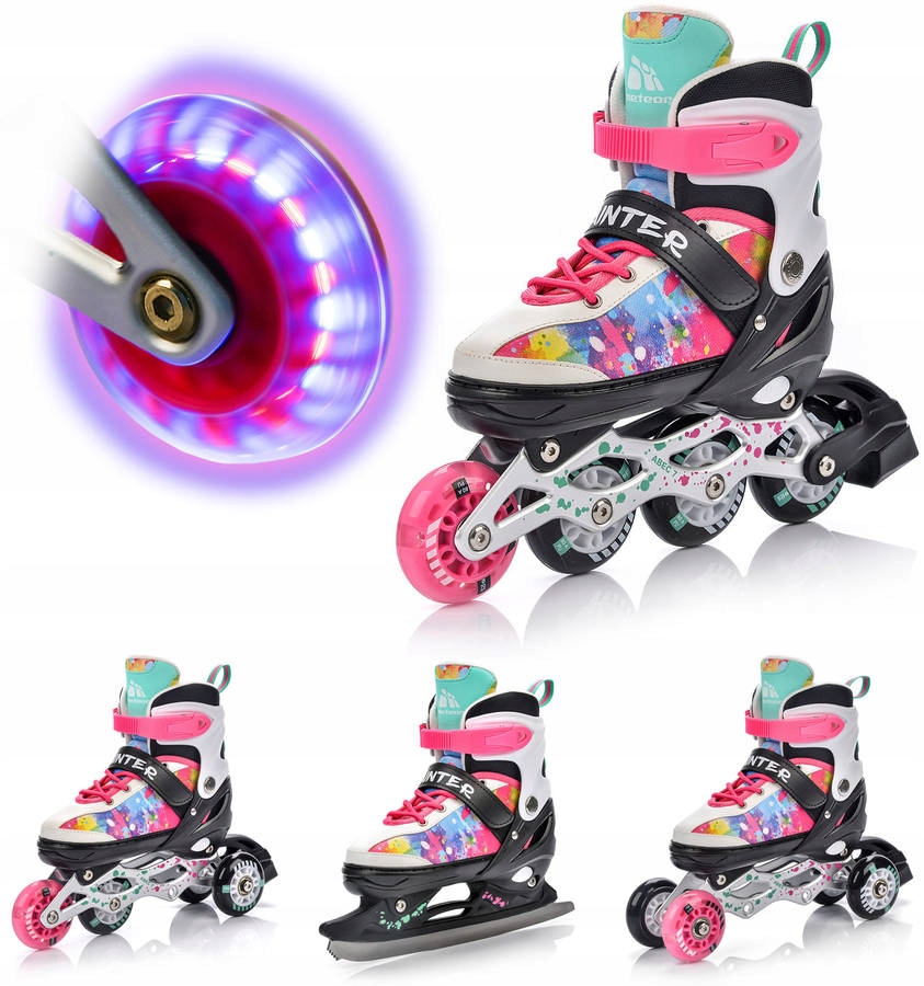 

4w1 Łyżworolki Led Łyżwy Regulowane Damskie 38-41