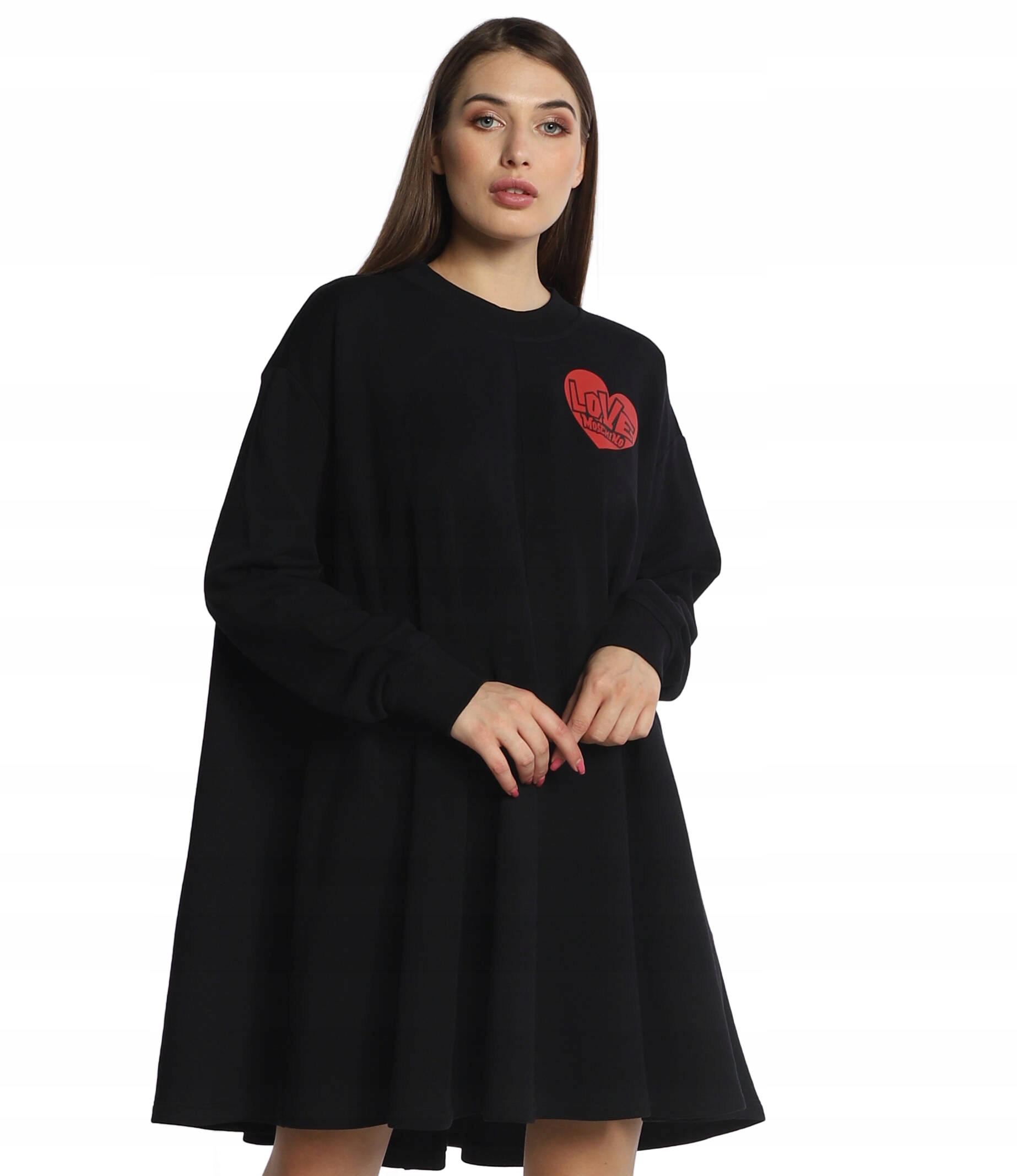 Love Moschino Černé Šaty S Potiskem Srdce 40 Jpc