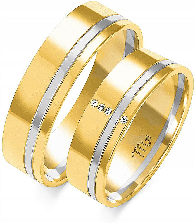 Zlatý, bílý snubní prsten svatba 585 r 32 33 34 pro muže pod gravírování