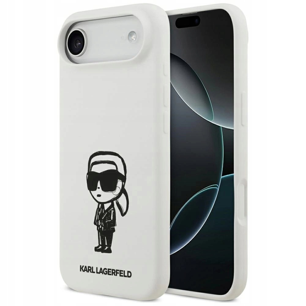 Pouzdro Karl Lagerfeld Silicone Karl Sketch Logo MagSafe pro iPhone 17 Air bílé