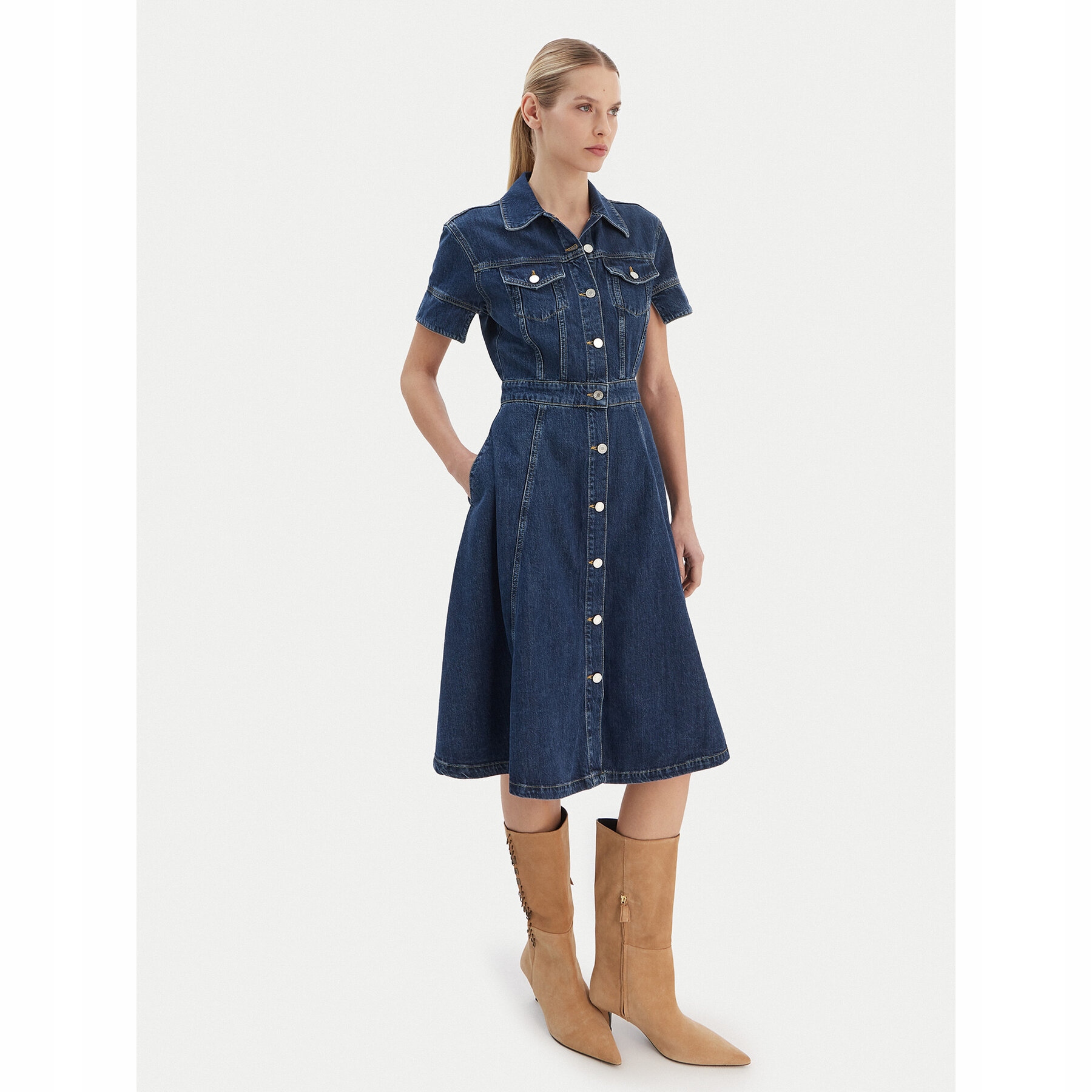 Karl Lagerfeld Damskie Sukienka jeansowa Niebieski B1W13037