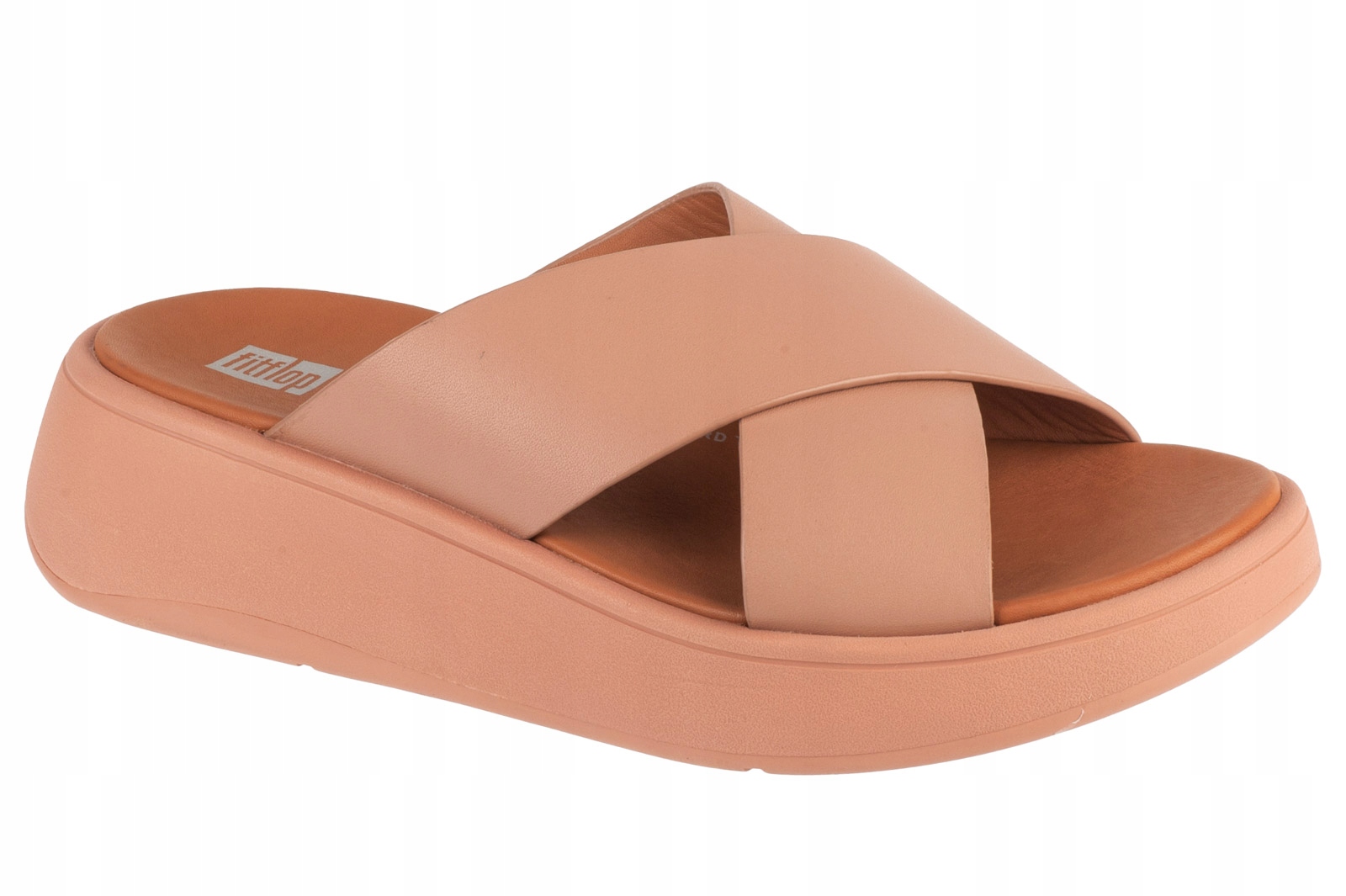 Fitflop F-mode Flatform [41] Dámské kožené Nazouváky béžové barvy