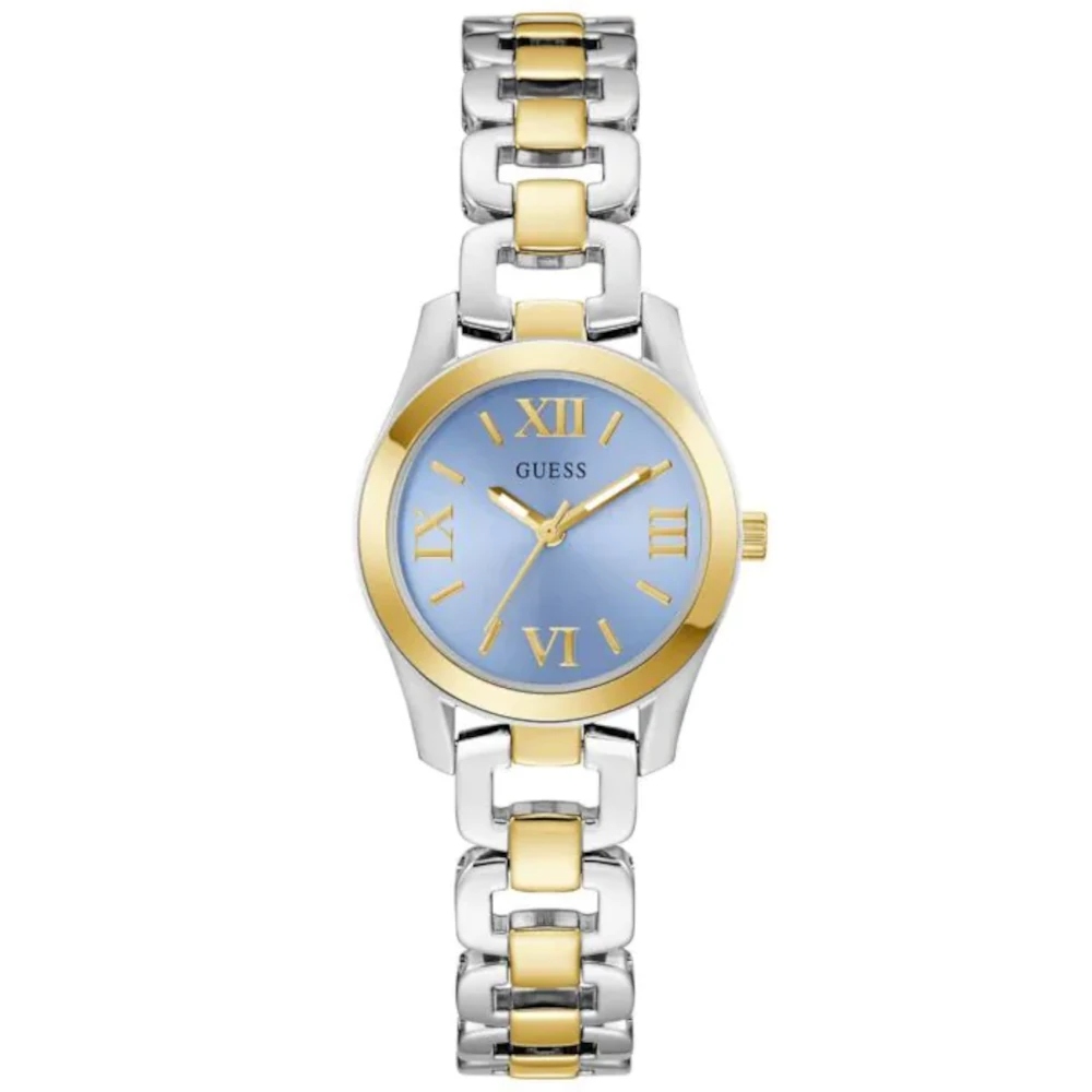 Guess Veda dámské stříbrno-zlaté hodinky s modrým ciferníkem GW0927L3