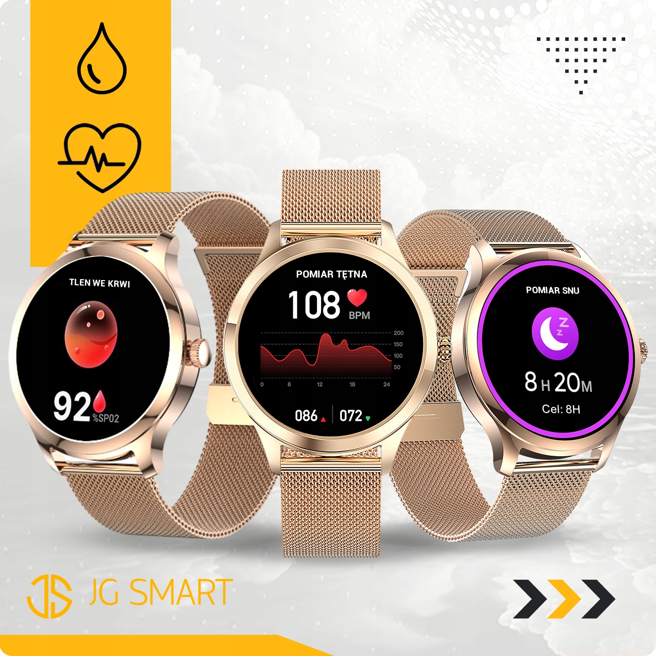 SMARTWATCH ZEGAREK DAMSKI POLSKIE MENU ROZMOWY SMART WATCH ZŁOTY + GRATIS Rodzaj smartwatch