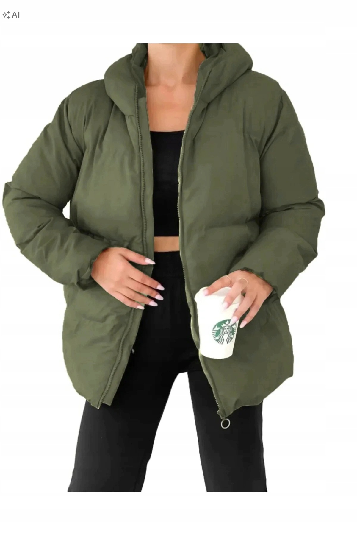 Teplá Prošívaná Dámská Bunda S Kapucí Oversize S 5IA
