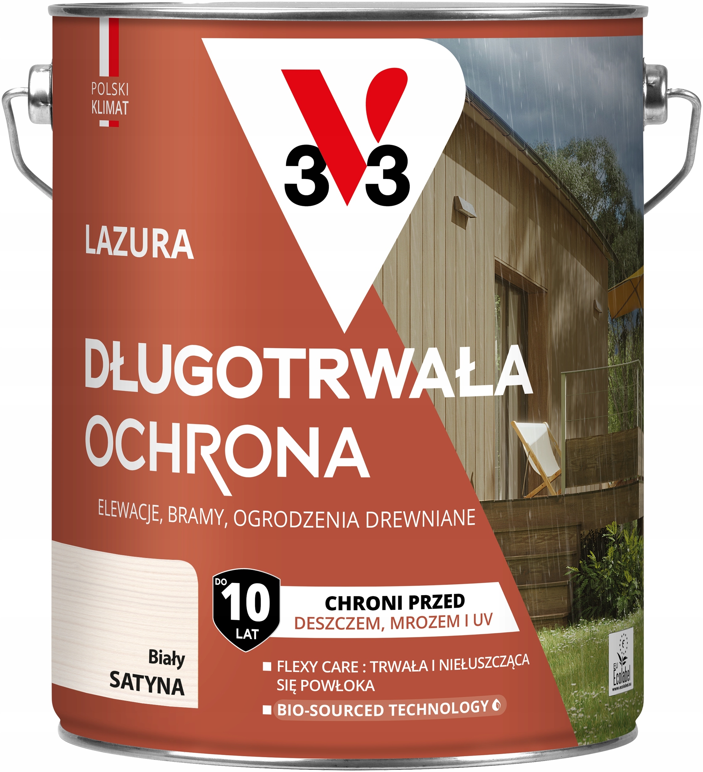 V33 Lazúra Dlhodobá ochrana 10 rokov ochrany Biely satén 4.5 L