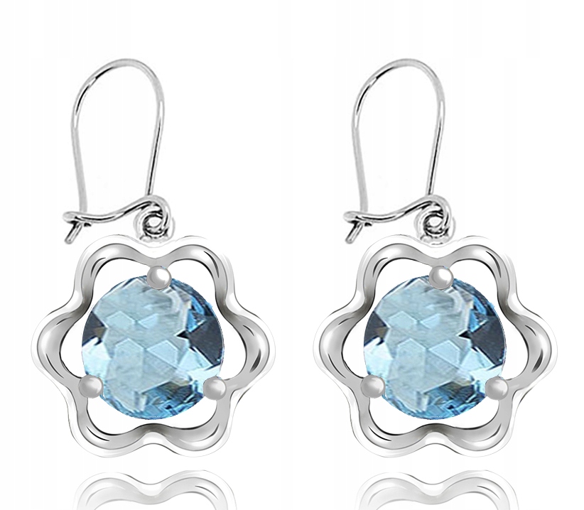 

Kolczyki Srebrne Kwiatki Z Błękitnymi Cyrkoniami