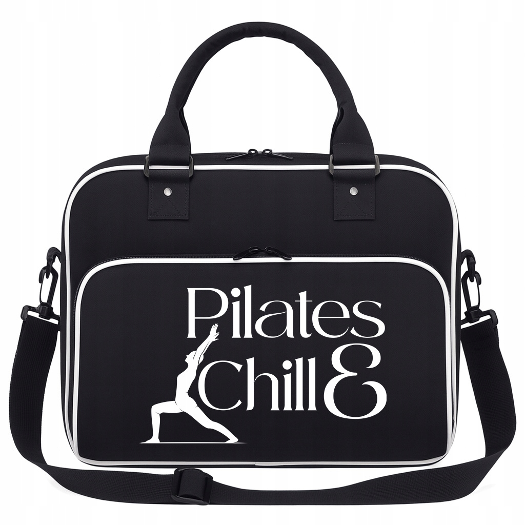 Torba Czarna Pilates & Chill Pojemna Na Siłownię Trening Fitness Pilates