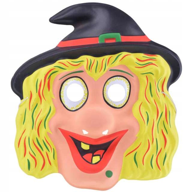 MASKA halloweenowa WESOŁA WIEDŹMA strój przebranie