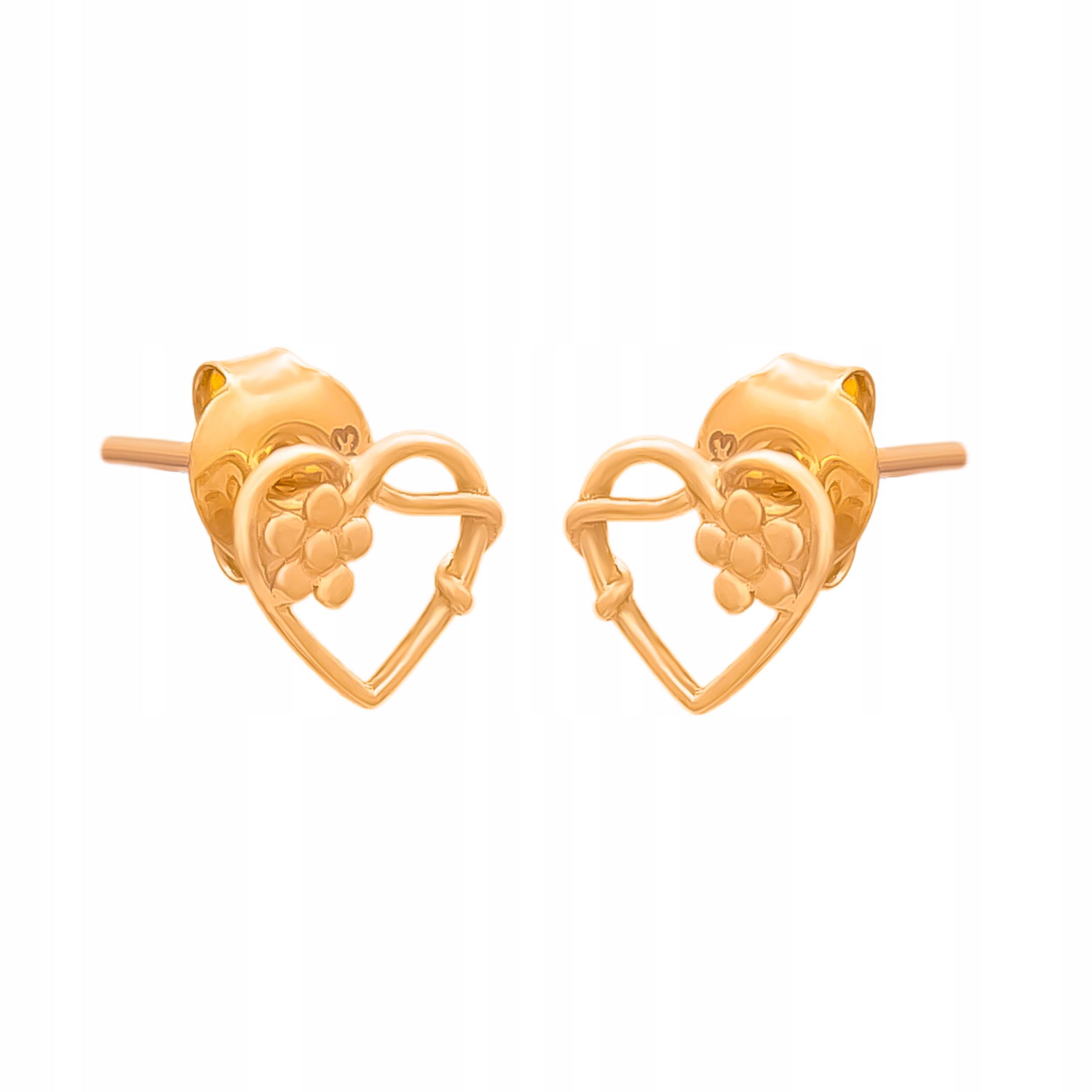 

Złote Kolczyki Sztyft pr333 Serce Kwiat Grawer