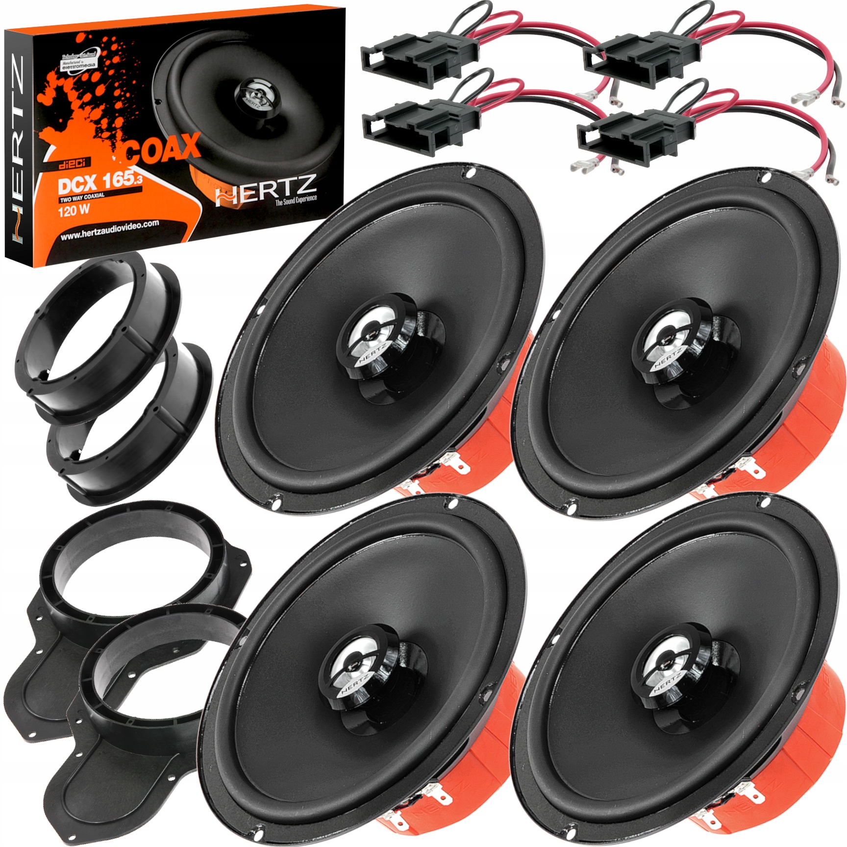 HERTZ 4 GŁOŚNIKI SAMOCHODOWE 165MM DO VW PASSAT CC B6 B7 ZESTAW PRZÓD + TYŁ