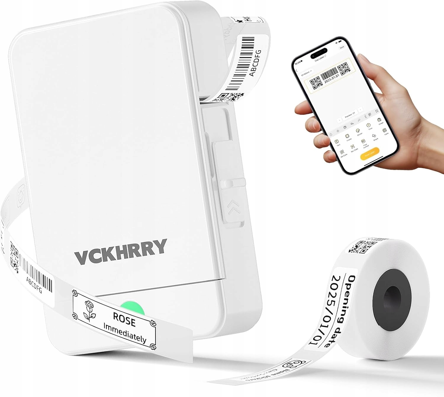 DRUKARKA ETYKIET BLUETOOTH TERMICZNA SAMOPRZYLEPNA BIAŁA