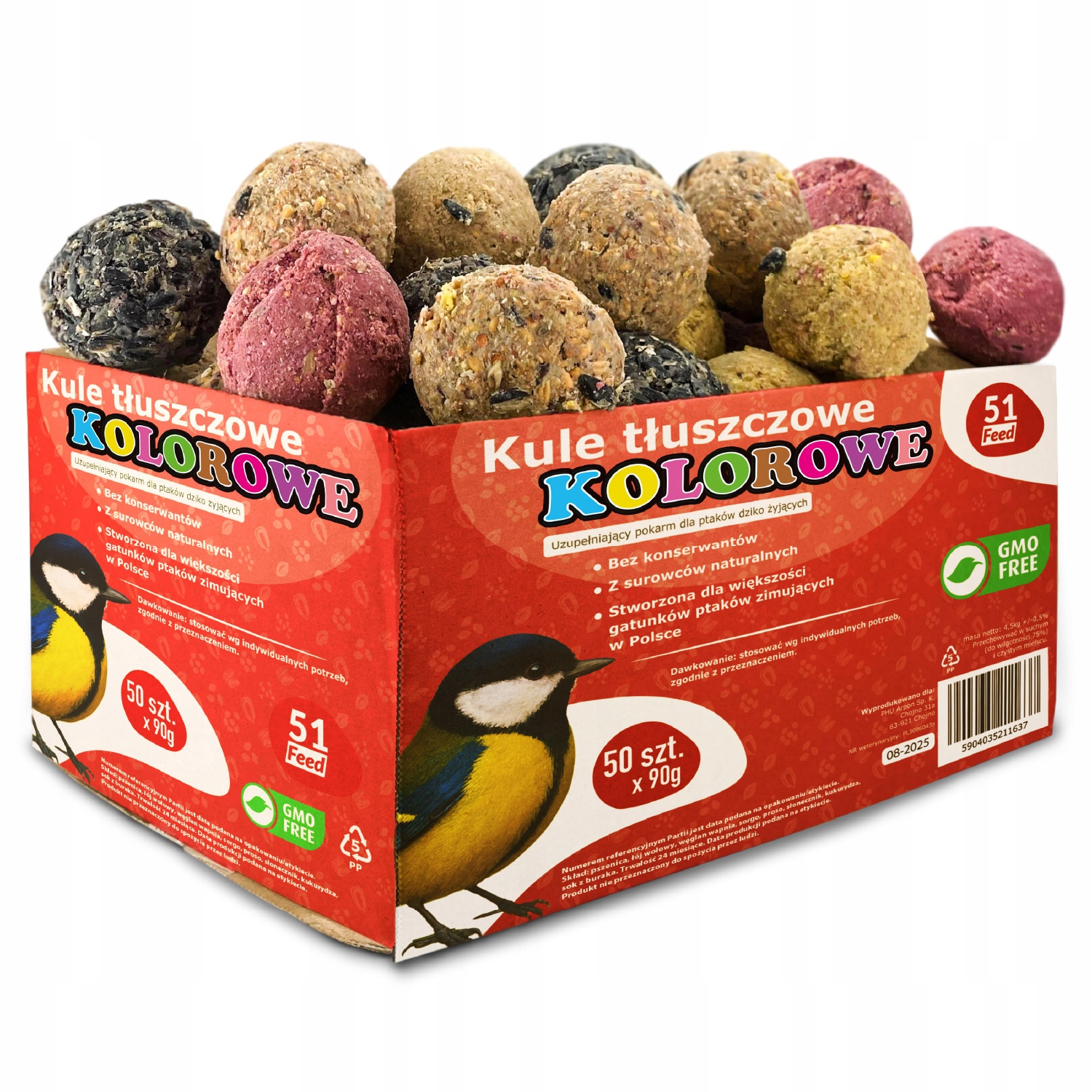 Tukové Koule Pro Ptáky 100 Kusů Premium Barevné Krmivo Se Slunečnicovými Semínky