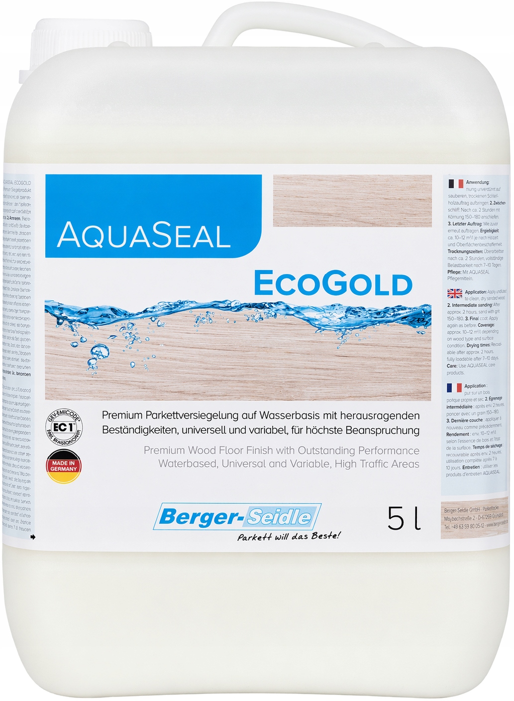 Berger-Seidle AquaSeal EcoGold Mat 5L vodní lak na parkety
