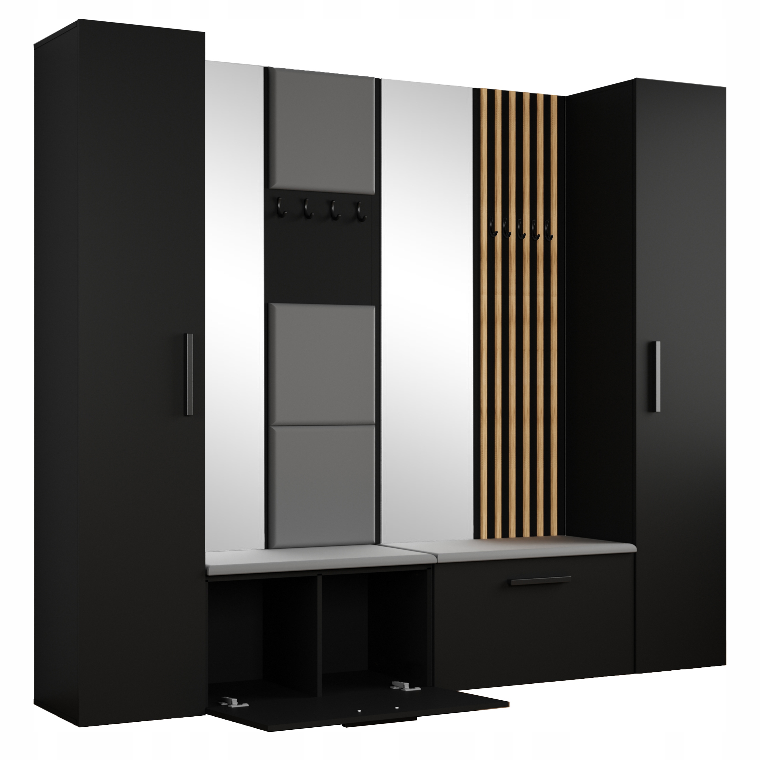 Šatní skříň Modulo 241,2/204/40 cm do předsíně Moderní černá