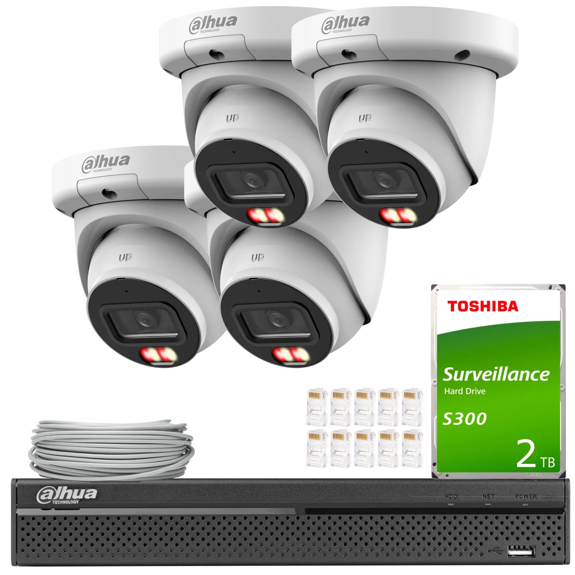 Sada Ip 4x IPC-HDW3649QM-S-IL-0280B 6MPx Ai Smart Dual Light, Color Full