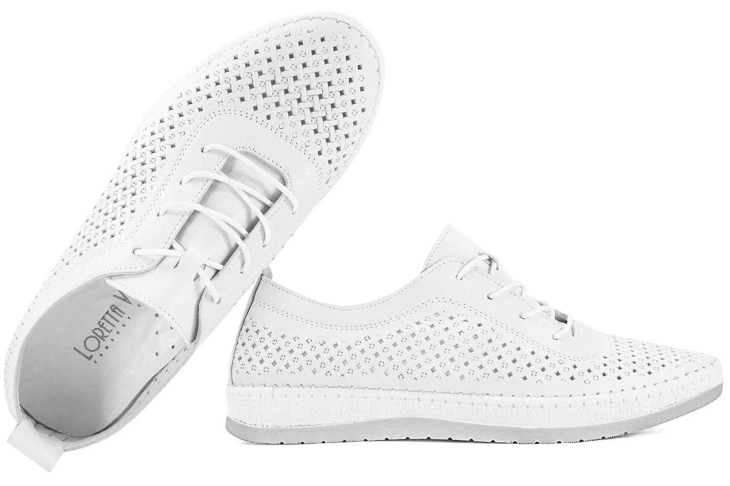 Loretta Vitale YN/30110 Dámské Kožené Polobotky Ažurové bílé 41