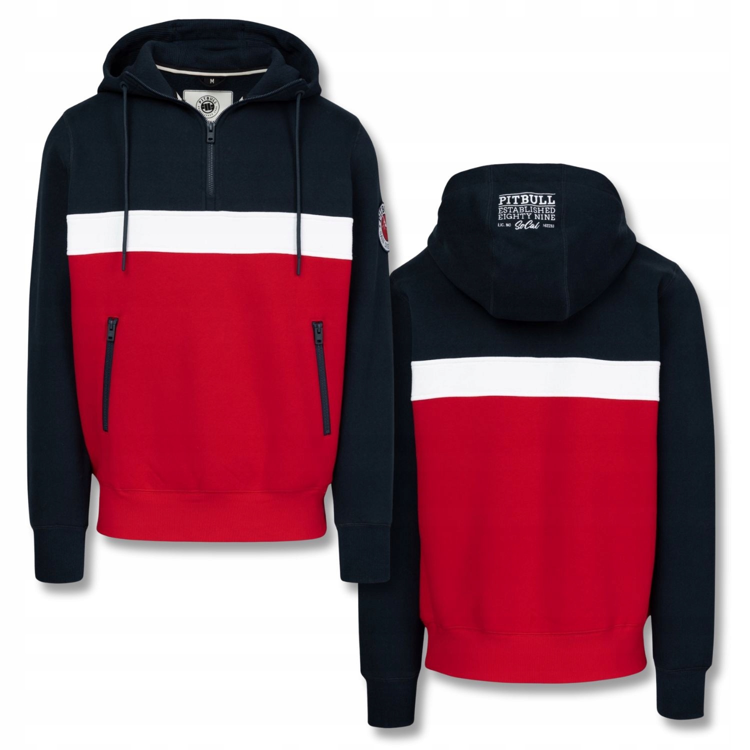 Męska Bluza z Kapturem Pitbull Gibson Half Zip Kangurka Kieszenie na Zamki