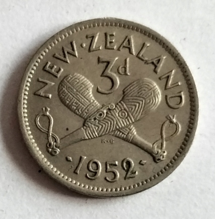 moneta Nowa Zelandia 3 pens 1952