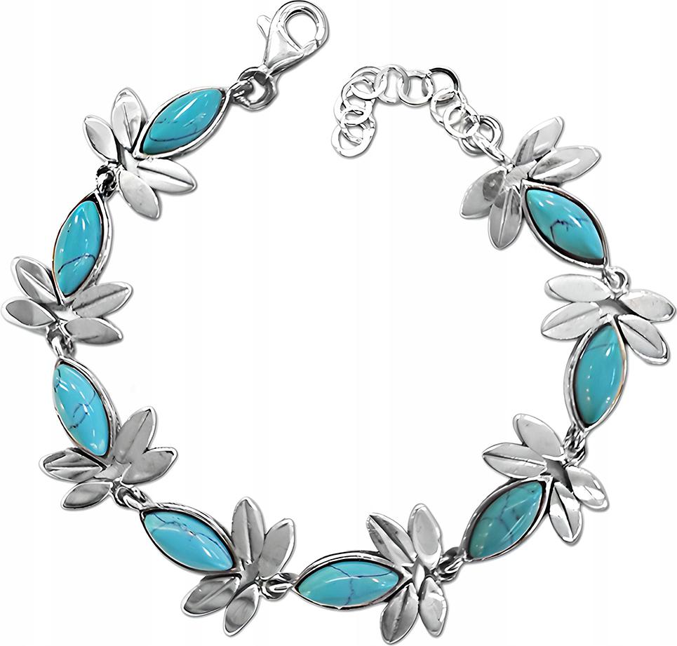 Stříbrný náramek 925 vážky tyrkysové kameny moderní módní vzor