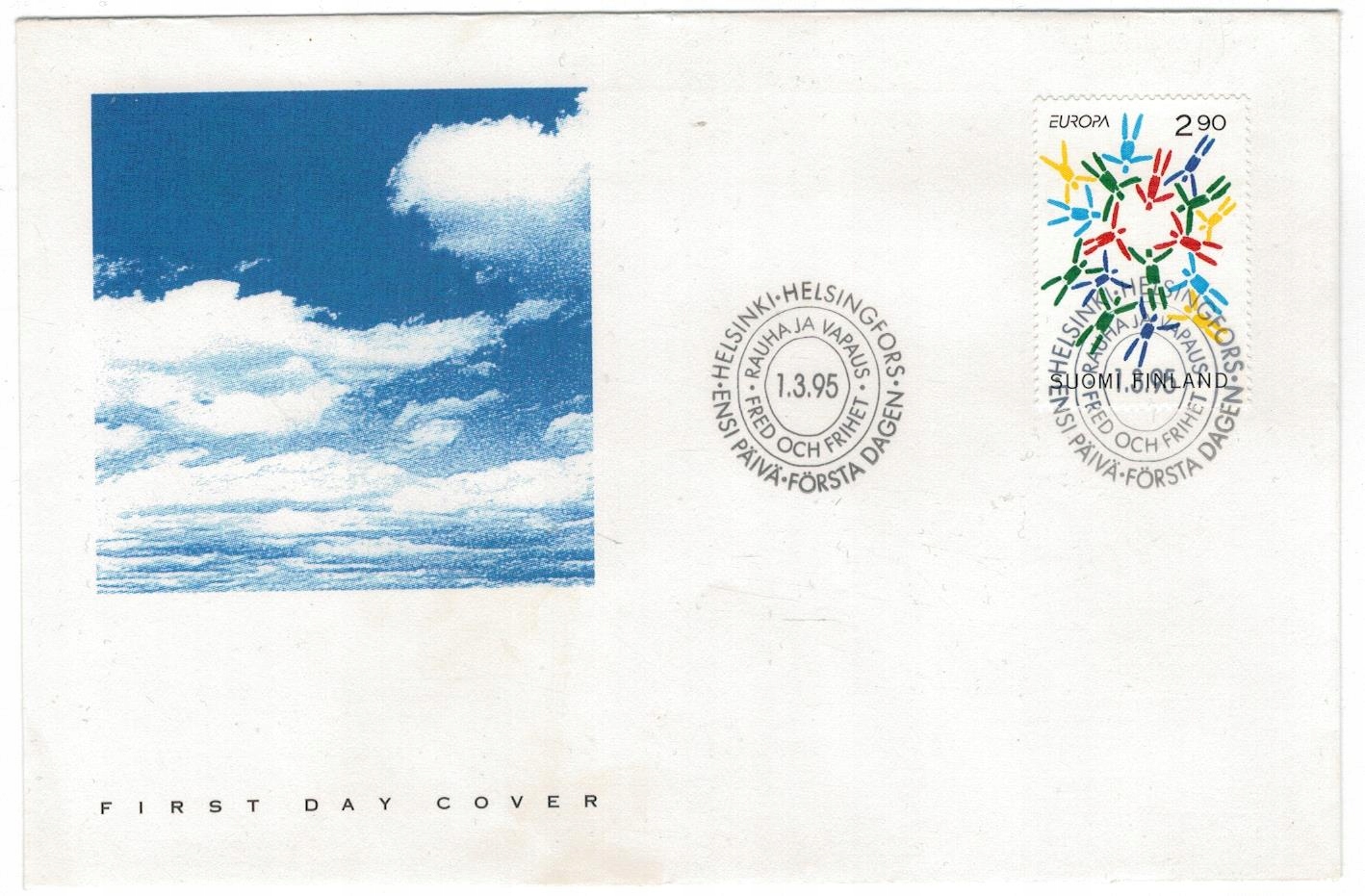 FDC Finlandia 1995 Europa CEPT pokój wolność