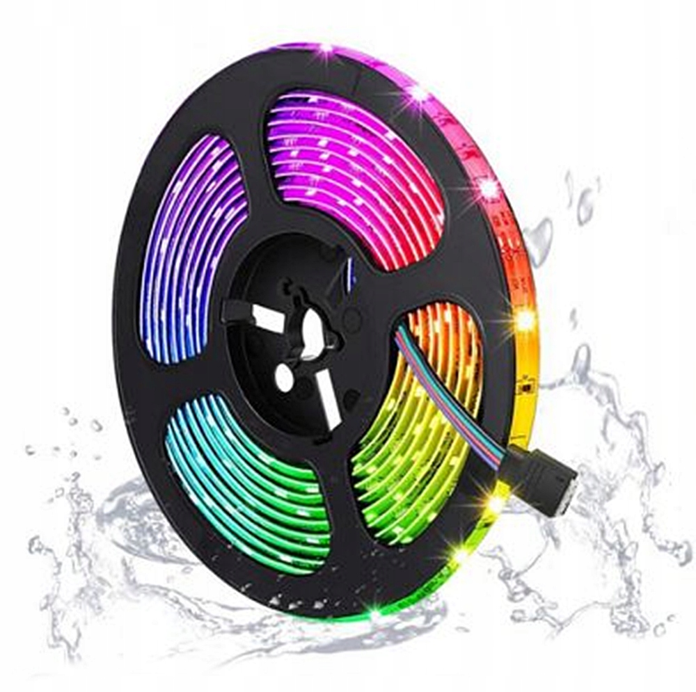 Wodoodporna TAŚMA LED RGB SMD 5M Kolorowa + PILOT DO REGAŁU PÓŁKI SZAFKI Długość 5 m