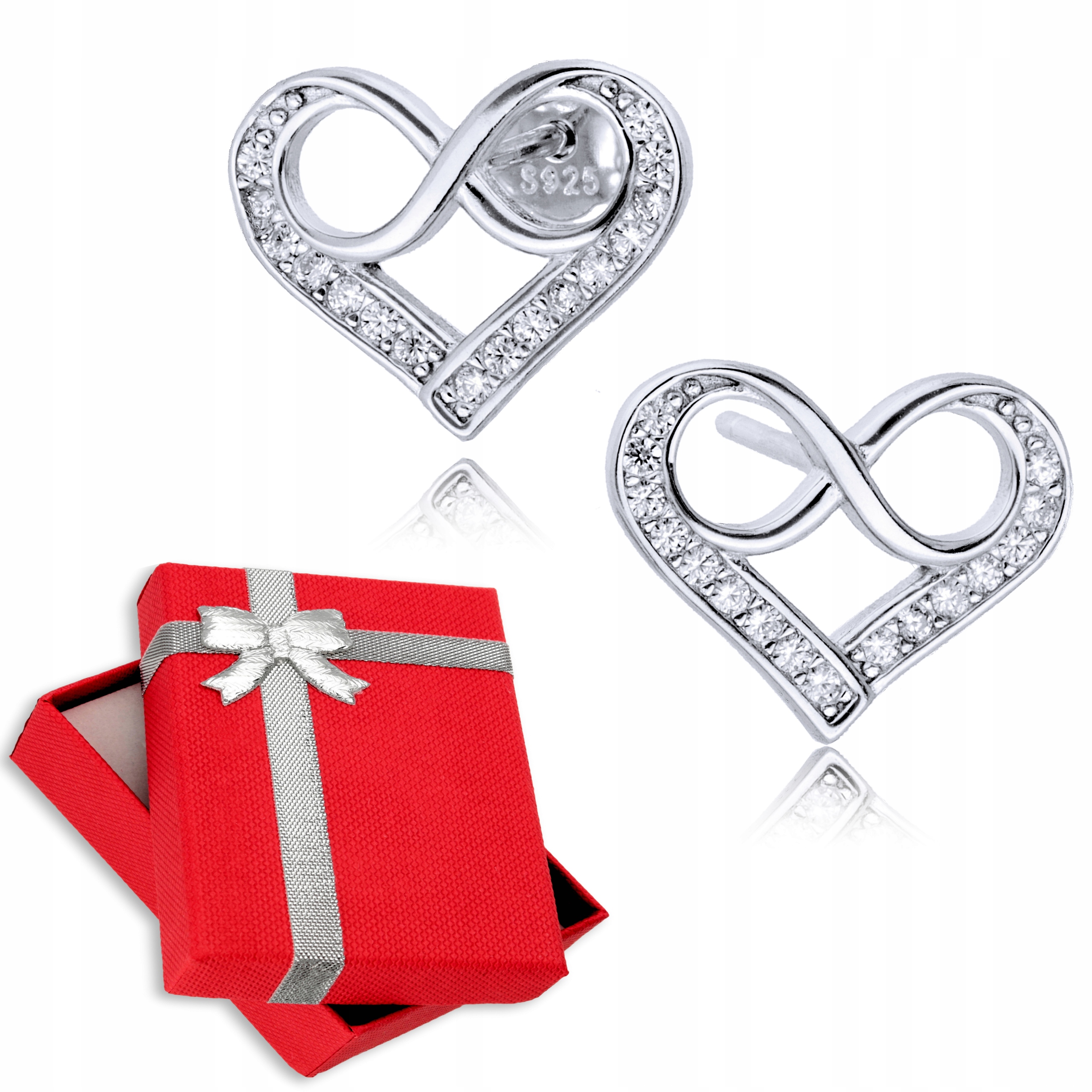 

Srebrne Kolczyki 925 Serca Nieskończoność Srebro