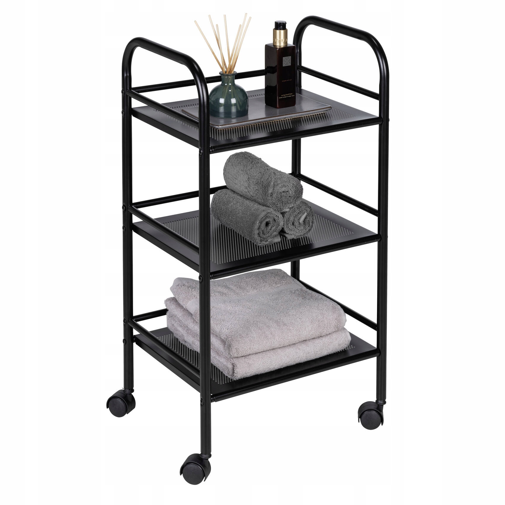 Kovový Kúpeľňový Vozík S Tromi Policami, 41X75X32 CM, Čierny