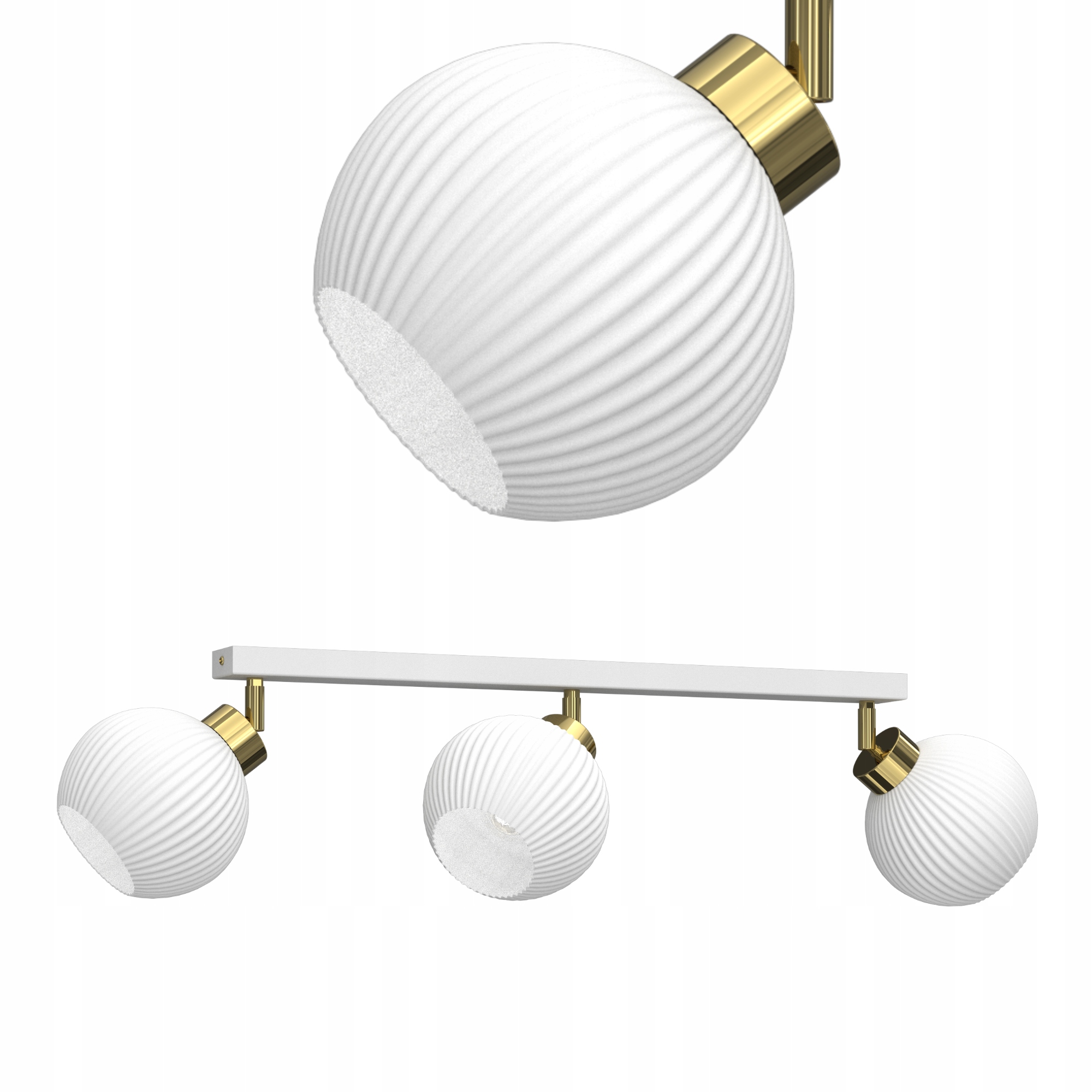 Stropní Svítidlo Stropní Svítidlo Skleněná Lampa Pruhy E27 Bílé Stínidlo 3 Body Polska
