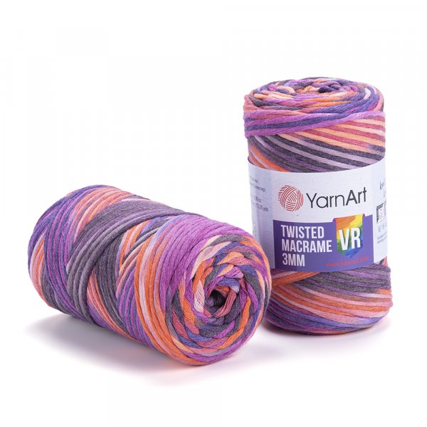 YarnArt Twisted Macrame 3mm Vr 922 fialová 4 x 250 g šňůra sada 195 m