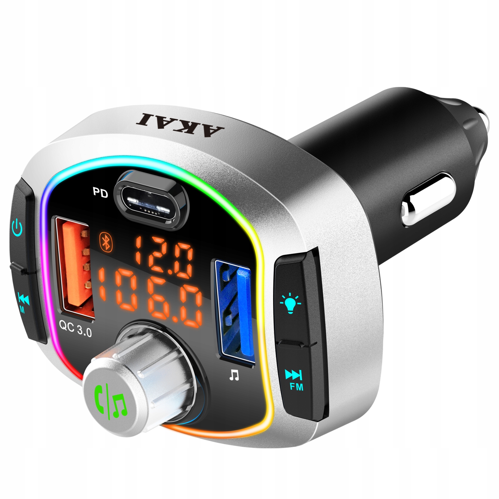 Transmiter Akai, FMT-63BT, Bt, Fm, Hands-Free, Usb, Tf karta, Led