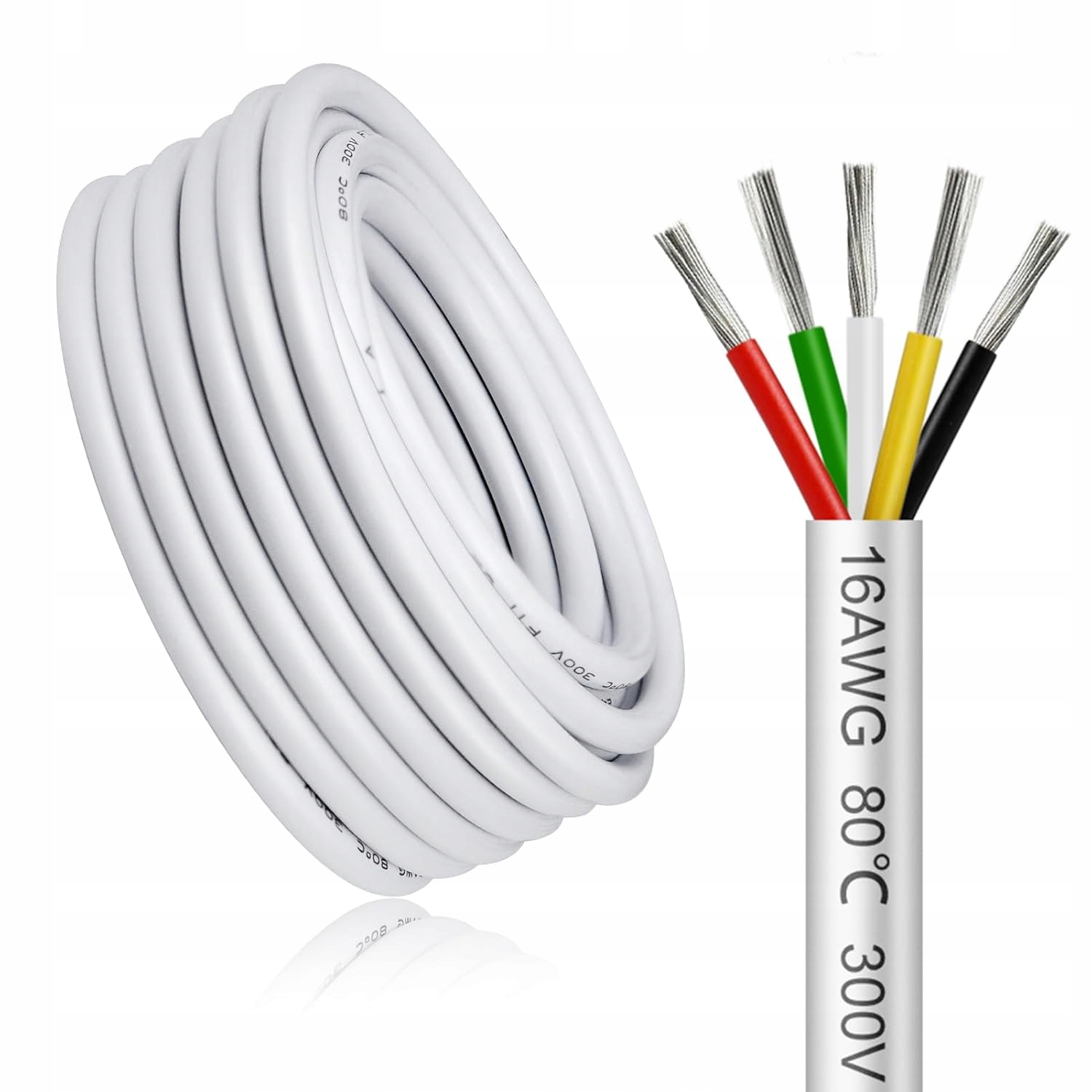 Kabel 5-ŽILOVÝ 16 Awg 5 x 1,5 mm² -30°C 80°C ohybný 300V 30 m