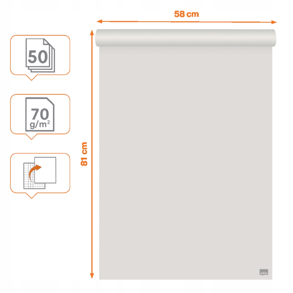 Blok Nobo Recycled do flipcharta 58x81cm, 50 kartek dwustronny EAN (GTIN) 5028252641333