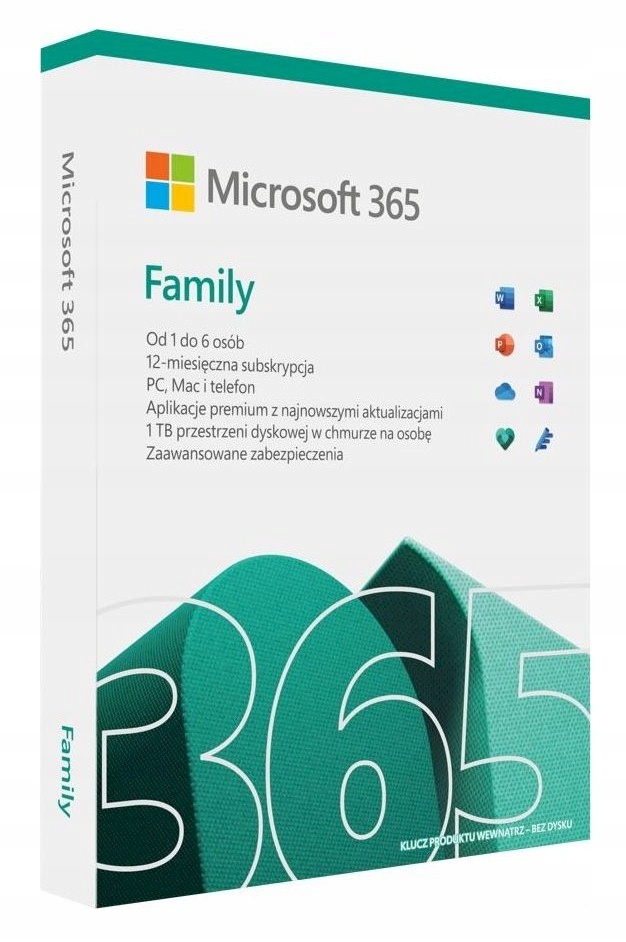 

Microsoft Office 365 Family 6 os po 5 urządzeń Box